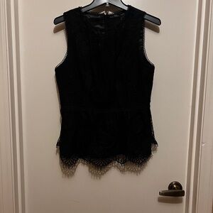 White House Black Market Black Lace Peplum Top